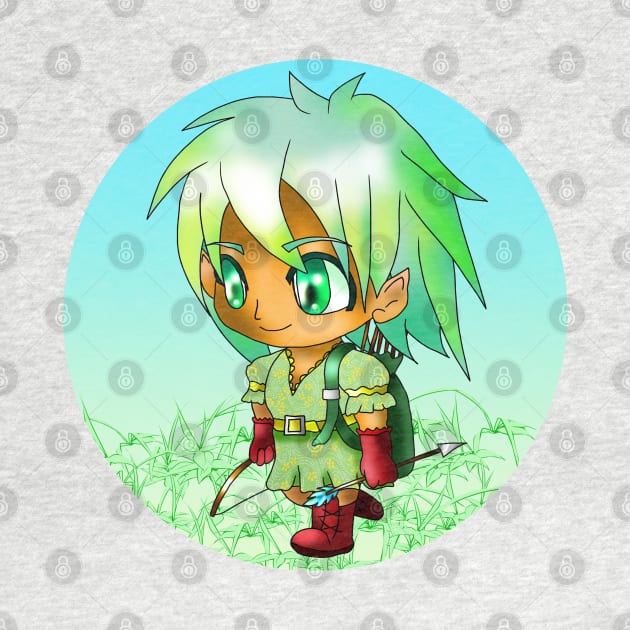 kawaii manga style elf archer in green for dnd and fantasy fans by cuisinecat